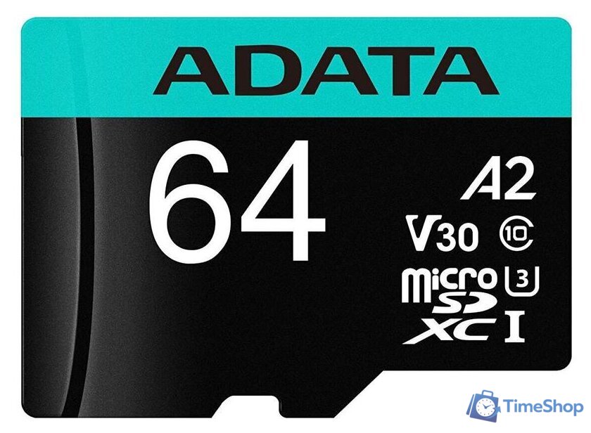 Карта памяти ADATA Premier Pro AUSDX64GUI3V30SA2-RA1 microSDXC 64GB (с адаптером) - Изображение №2 — Интернет-магазин Time-Shop