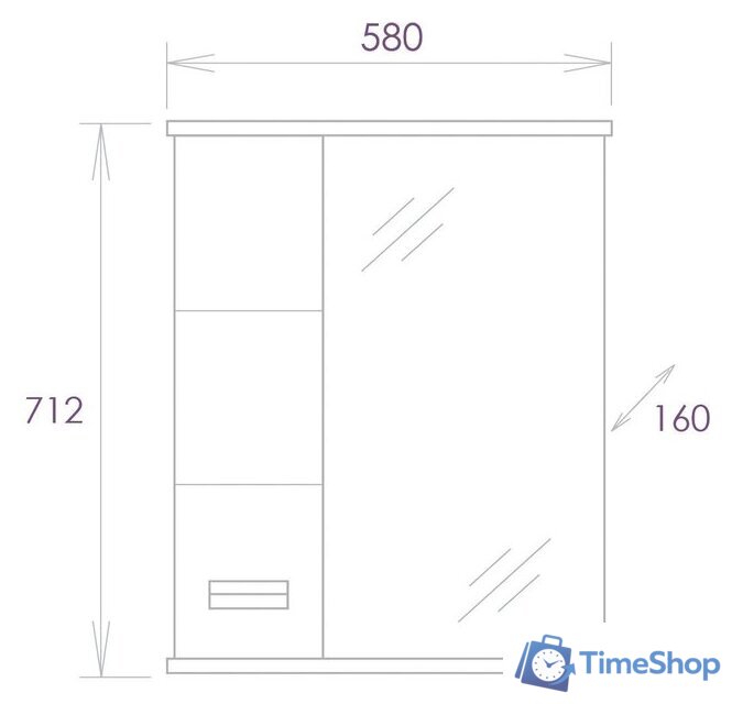  Onika Шкаф с зеркалом Балтика 58.01 205848 - Изображение №7 — Интернет-магазин Time-Shop