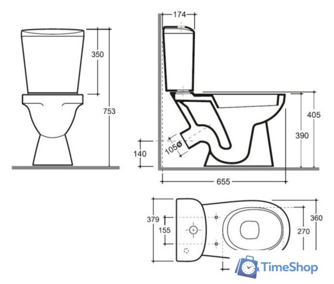 Унитаз напольный Керамин Лаго ЖС Инкоэр-Б1 (однорежимный дюропласт) - Изображение №8 — Интернет-магазин Time-Shop