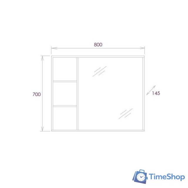  Onika Шкаф с зеркалом Девис 80.00У 208093 - Изображение №3 — Интернет-магазин Time-Shop