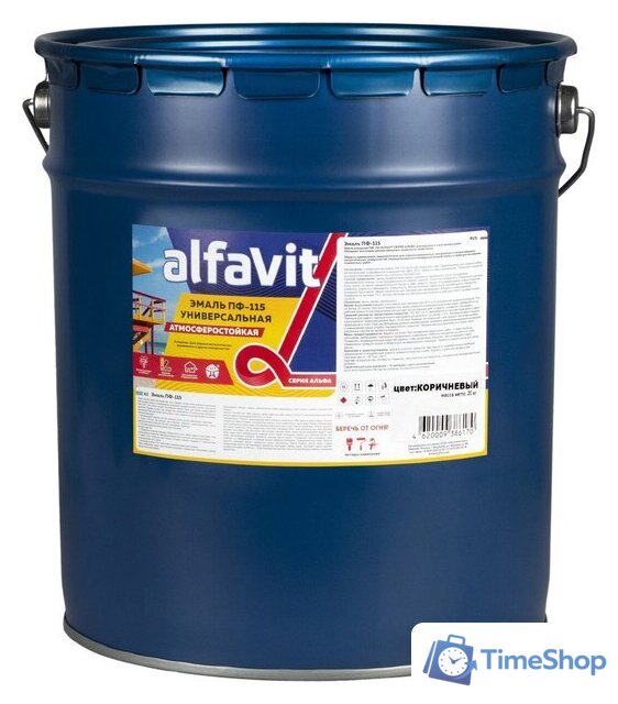 Эмаль Alfavit ПФ-115 20 кг (коричневый) - Изображение №1 — Интернет-магазин Time-Shop