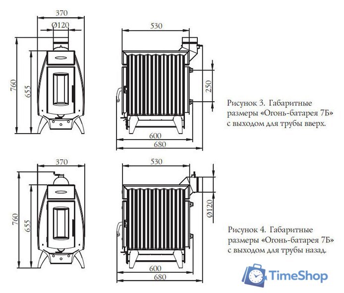 Свободностоящая печь-камин Термофор Огонь-батарея 7 (антрацит) - Изображение №2 — Интернет-магазин Time-Shop