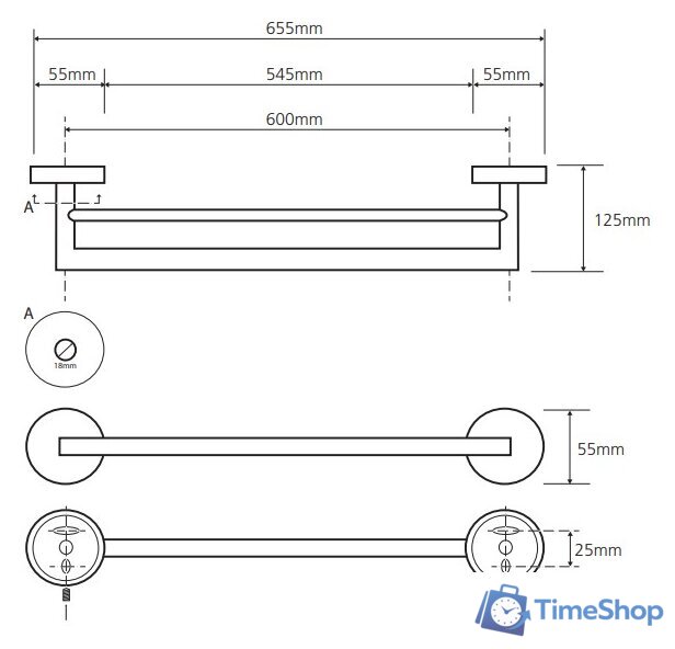 Держатель для полотенца Bemeta Brilo 161204052 - Изображение №2 — Интернет-магазин Time-Shop