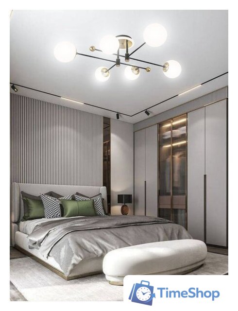 Припотолочная люстра Aitin Pro L73043/6T (черный/золото) - Изображение №4 — Интернет-магазин Time-Shop