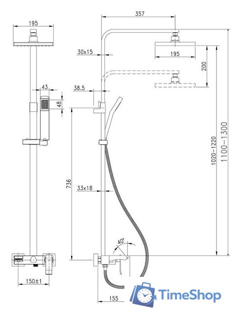 Душевая система  Lemark LM5862CW - Изображение №2 — Интернет-магазин Time-Shop
