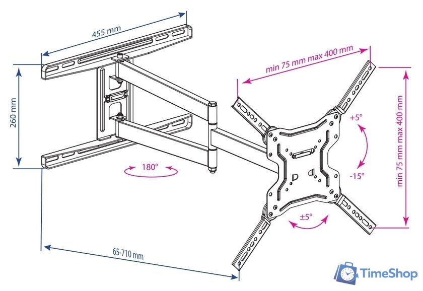 Кронштейн для телевизора Kromax DIX-19 (черный) - Изображение №5 — Интернет-магазин Time-Shop