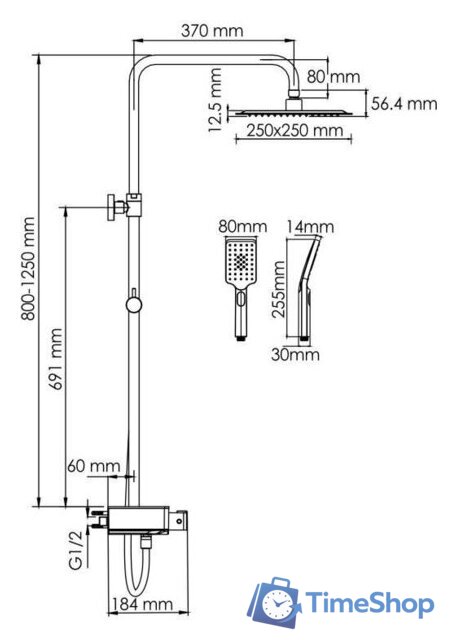 Душевая система  Wasserkraft A114.255.130.CB Thermo - Изображение №3 — Интернет-магазин Time-Shop