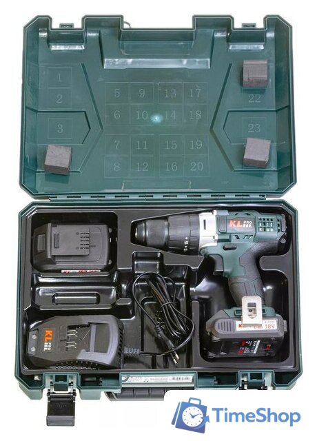 Ударная дрель-шуруповерт KLPRO KLDM18-20 (с 2-мя АКБ, кейс) - Изображение №11 — Интернет-магазин Time-Shop