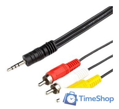Кабель Jett 285-003 3.5 Jack - 3RCA (3 м, черный) - Изображение №1 — Интернет-магазин Time-Shop