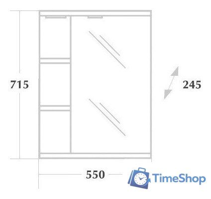  Onika Шкаф с зеркалом Карина 55.01 правый (белый) [205513] - Изображение №5 — Интернет-магазин Time-Shop