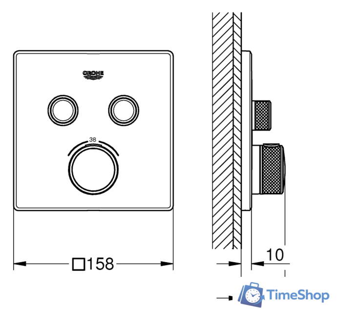 Смеситель без скрытого механизма Grohe Grohtherm SmartControl 29124000 - Изображение №2 — Интернет-магазин Time-Shop