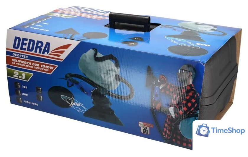 Шлифмашина для стен и потолков Dedra DED7763 (кейс) - Изображение №15 — Интернет-магазин Time-Shop
