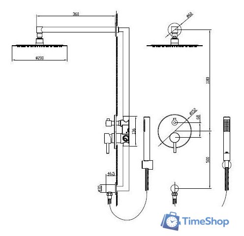 Душевая система  RGW SP-51 - Изображение №2 — Интернет-магазин Time-Shop