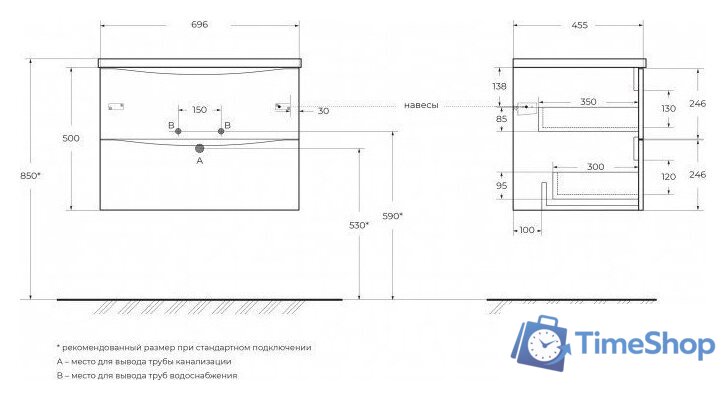  BelBagno Тумба под умывальник MARINO-CER-N-700-2C-SO-WO-P - Изображение №2 — Интернет-магазин Time-Shop