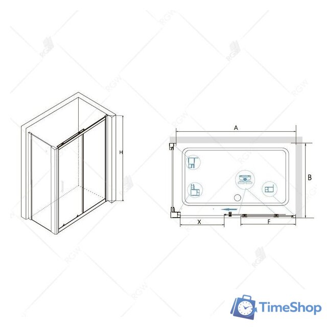 Душевой уголок RGW CL-48 32094890-011 100x90 (хром/прозрачное стекло) - Изображение №3 — Интернет-магазин Time-Shop