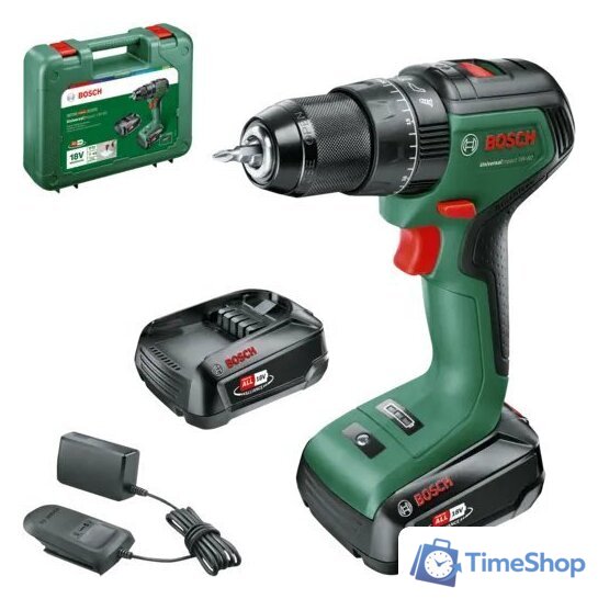 Ударная дрель-шуруповерт Bosch UniversalImpact 18V-60 06039D7102 (с 2-мя АКБ 2 Ач, кейс) - Изображение №1 — Интернет-магазин Time-Shop