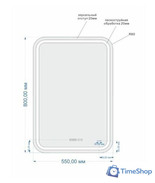  Cersanit Зеркало LED 051 Pro 55x80 - Изображение №3 — Интернет-магазин Time-Shop