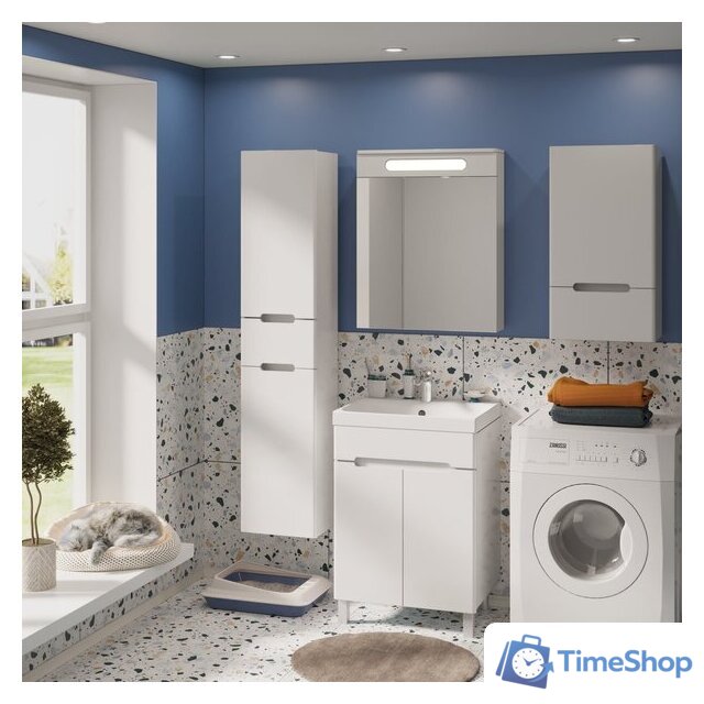  Runo Шкаф-пенал для ванной Парма 35 правый с корзиной (напольный/подвесной) - Изображение №7 — Интернет-магазин Time-Shop