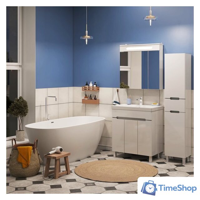  Runo Шкаф-пенал для ванной Парма 35 правый с корзиной (напольный/подвесной) - Изображение №8 — Интернет-магазин Time-Shop