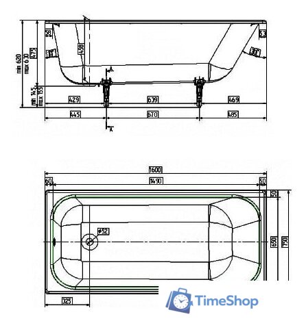 Ванна Wotte Start 160х75 - Изображение №2 — Интернет-магазин Time-Shop
