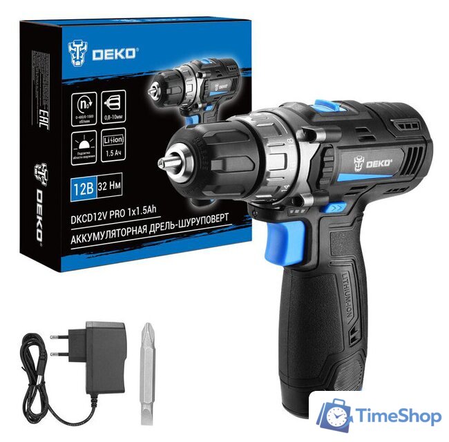 Дрель-шуруповерт Deko DKCD12V PRO 083-1003 (с 1-им АКБ) - Изображение №1 — Интернет-магазин Time-Shop