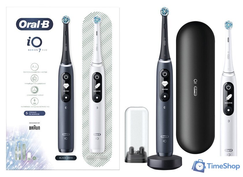 Комплект зубных щеток Oral-B iO 7 Duo (черный/белый) 4210201363040 - Изображение №18 — Интернет-магазин Time-Shop