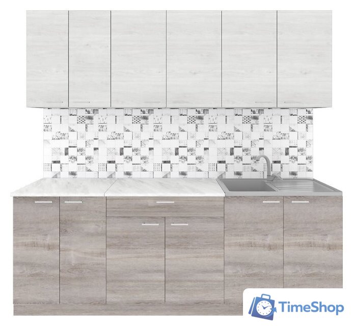 Готовая кухня Агута Альфа 2.2 (дуб пепельный/скандинавское дерево/этория) - Изображение №1 — Интернет-магазин Time-Shop