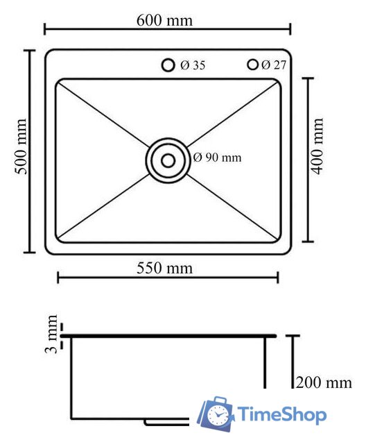 Кухонная мойка Diadonna S6050-1 - Изображение №3 — Интернет-магазин Time-Shop