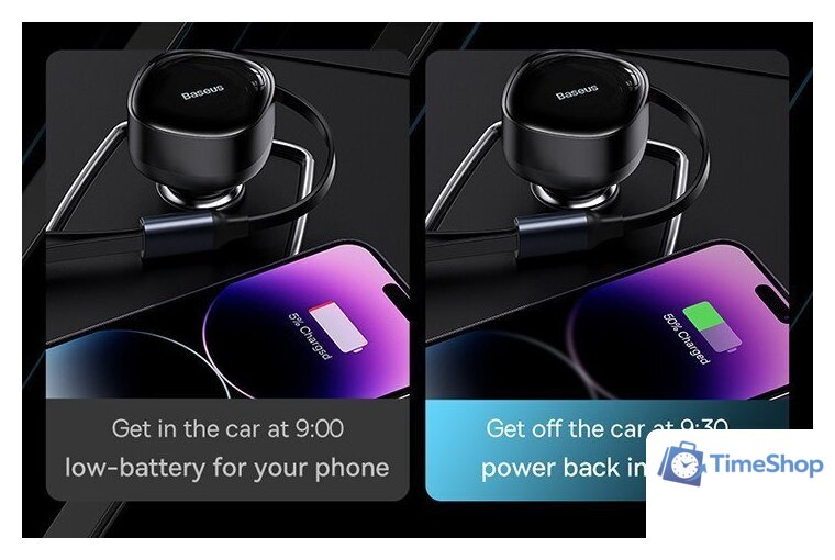 Автомобильное зарядное Baseus Enjoyment Pro 2-in-1 Car Charger C+L 60W C00057802111-02 - Изображение №11 — Интернет-магазин Time-Shop