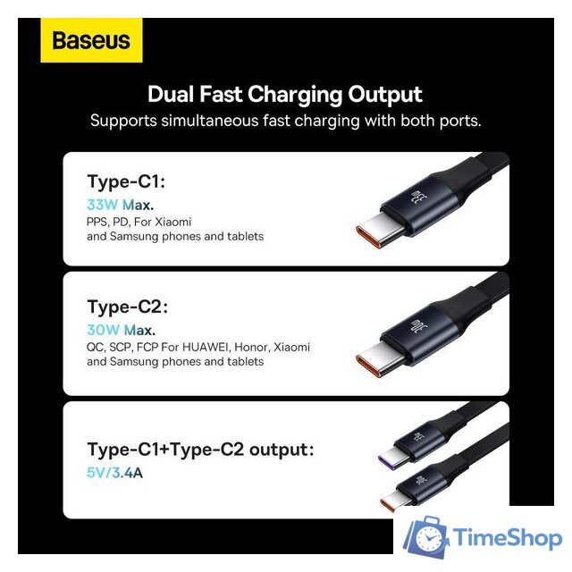 Автомобильное зарядное Baseus Enjoyment Pro 2-in-1 Car Charger C+L 60W C00057802111-02 - Изображение №14 — Интернет-магазин Time-Shop