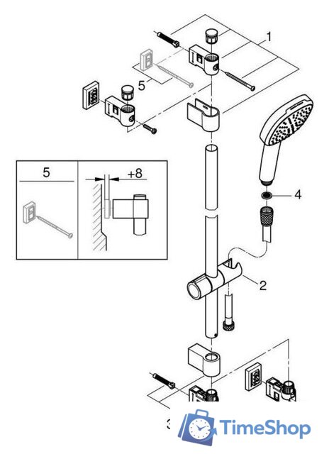 Душевой гарнитур  Grohe Vitalio Comfort 110 269302431 - Изображение №4 — Интернет-магазин Time-Shop