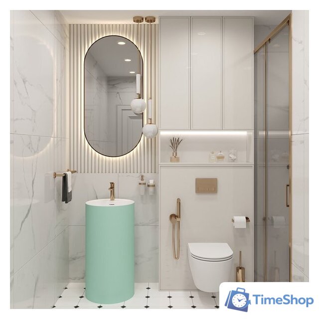 Умывальник Wellsee Chalice Perfection 230627000 (отдельностоящий, с отверстием под смеситель, цвет матовый светло-зеленый/глянцевый белый) - Изображение №7 — Интернет-магазин Time-Shop