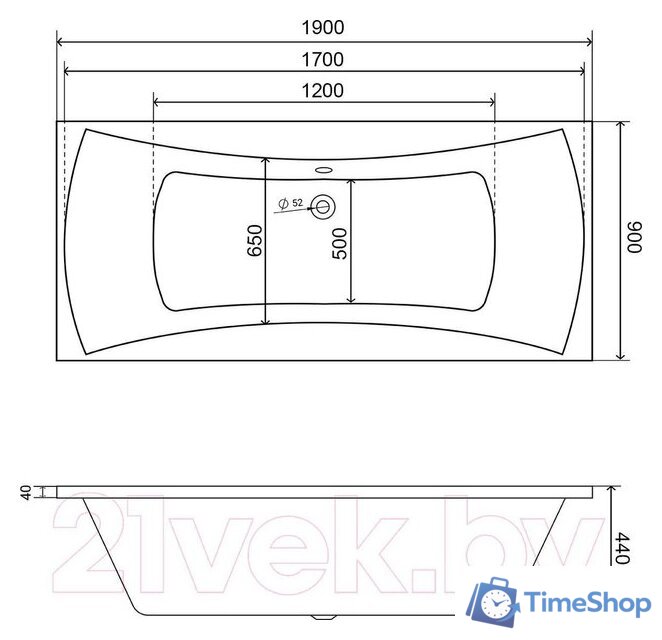 Ванна Lauter Belgravia 190x90 21110190 (с ножками) - Изображение №14 — Интернет-магазин Time-Shop