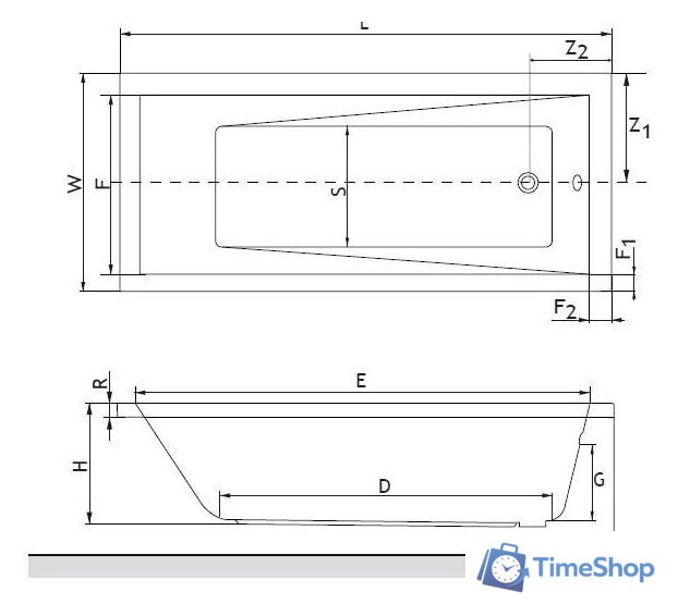 Ванна Excellent Wave 170x75 - Изображение №2 — Интернет-магазин Time-Shop