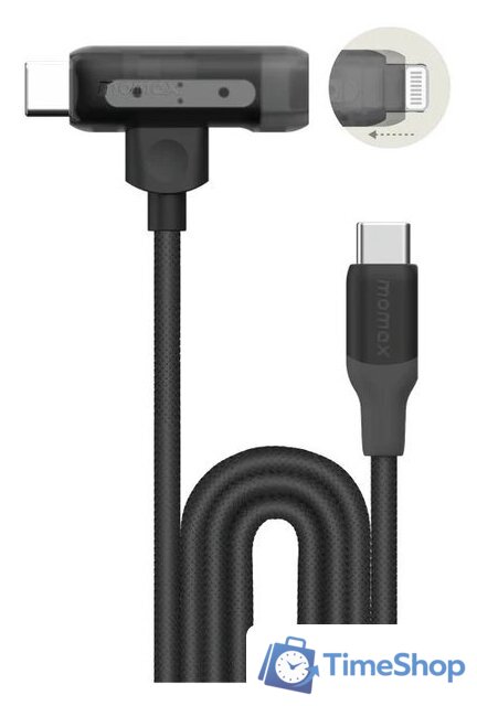 Кабель Momax DL56D 1-Link Flow Duo USB Type-C - Lightning/USB Type-C (1.5 м, черный) - Изображение №1 — Интернет-магазин Time-Shop