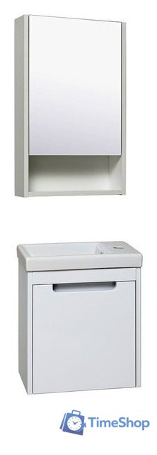  Runo Тумба с умывальником Микра 40 правая + Como 40 (подвесная, белый) - Изображение №4 — Интернет-магазин Time-Shop