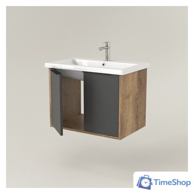  Дабер Тумба под умывальник 018 60 Т18.6.0.22Ч (дуб галифакс/серый/ручка черная) - Изображение №2 — Интернет-магазин Time-Shop