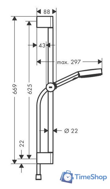 Душевой гарнитур  Hansgrohe Pulsify Select 105 3jet Relaxation 24160000 (хром) - Изображение №2 — Интернет-магазин Time-Shop