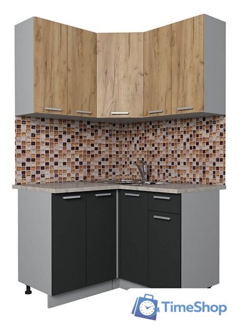 Готовая кухня Интерлиния Мила Лайт 1.2x1.2 (дуб золотой-антрацит-дуб бунратти) - Изображение №1 — Интернет-магазин Time-Shop