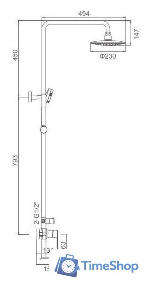 Душевая система  Gerhans K19022 - Изображение №2 — Интернет-магазин Time-Shop