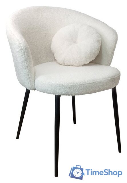 Стул с подлокотниками Лидмаш SML-09 (черный/белый барашек) - Изображение №1 — Интернет-магазин Time-Shop