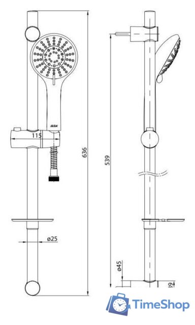 Душевой гарнитур  E.C.A. Logika 102146027EX - Изображение №2 — Интернет-магазин Time-Shop