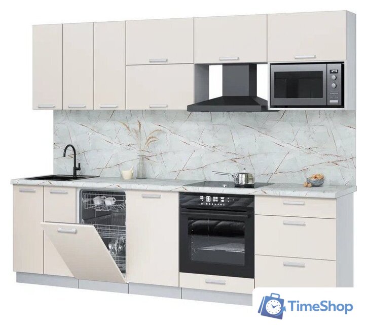 Готовая кухня Интерлиния Мила Лайт 2.7-ПМ4 (персидский жемчуг/персидский жемчуг/серый каспий) - Изображение №1 — Интернет-магазин Time-Shop