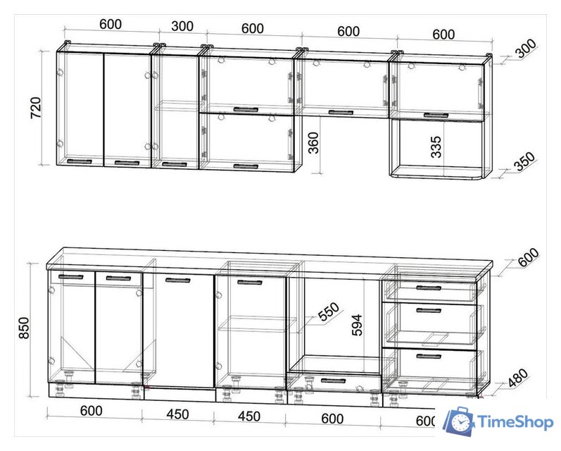 Готовая кухня Интерлиния Мила Лайт 2.7-ПМ4 (персидский жемчуг/персидский жемчуг/серый каспий) - Изображение №6 — Интернет-магазин Time-Shop