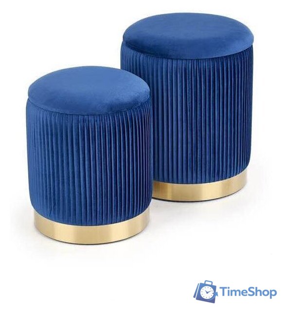 Пуфик Halmar Комплект MONTY 2 шт темно-синий/золотой - Изображение №1 — Интернет-магазин Time-Shop