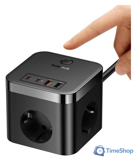 Сетевое зарядное Baseus PowerCombo Cube Power Strip 3AC+2U+2C 30W E00066400117-00 - Изображение №5 — Интернет-магазин Time-Shop
