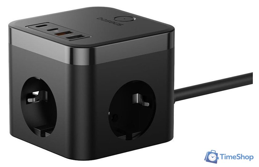 Сетевое зарядное Baseus PowerCombo Cube Power Strip 3AC+2U+2C 30W E00066400117-00 - Изображение №2 — Интернет-магазин Time-Shop