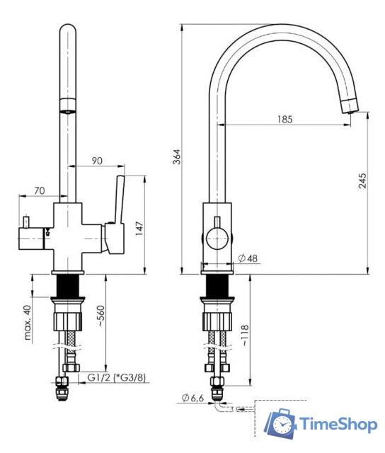 Смеситель Rubineta ULTRA-32 (1/2) U32008 - Изображение №2 — Интернет-магазин Time-Shop