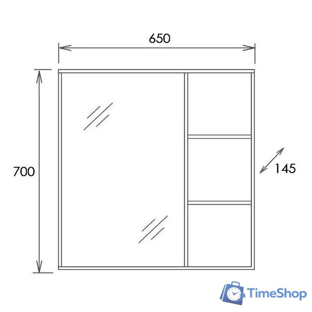  Onika Шкаф с зеркалом Девис 65.00У 206542 - Изображение №4 — Интернет-магазин Time-Shop