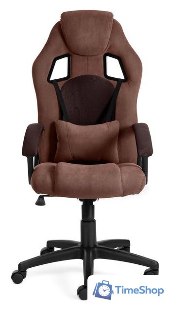 Игровое (геймерское) кресло TetChair Driver (флок/ткань, коричневый) - Изображение №5 — Интернет-магазин Time-Shop